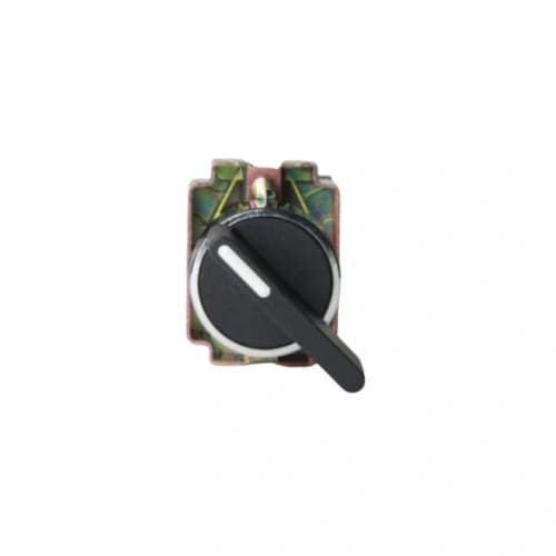 Comutador metálico manopla longa 22mm preto 2 posições com retorno esquerda 1NA HB2-BJ41