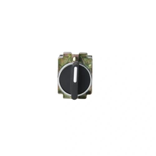 Comutador metálico manopla curta 22mm preto 3 posições com retorno centro 2NA HB2-BD53