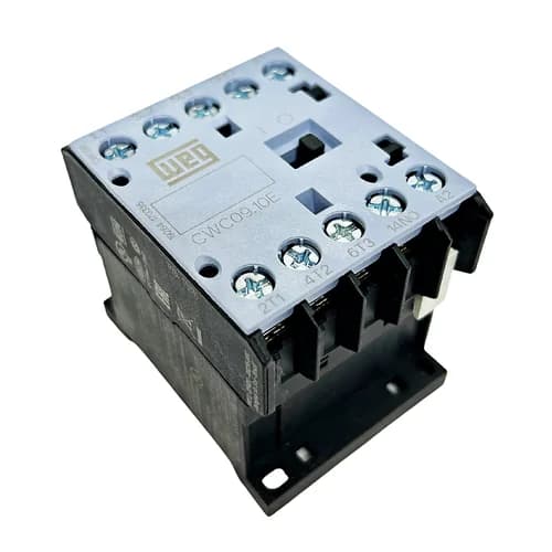 Mini contator tripolar, 9AMP.,contato auxiliar 1NA, CWC09.10 WEG