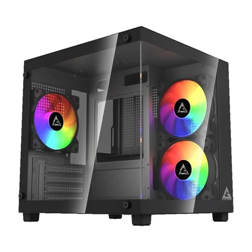 GABINETE GAMER GSTORM VANGUARD BLACK AQUARIO 3 FANS RAINBOW