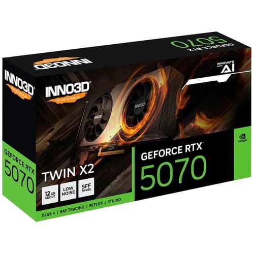 PLACA DE VIDEO GEFORCE RTX 5070 12GB INNO3D TWIN OC BLACK, GDDR7, DLSS, RAY TRACING
