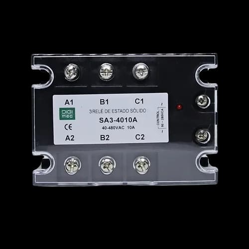Rele de Estado Sólido Trifásico 10Amp. 480Vca 90-280Vca SA3-4010A Digimec